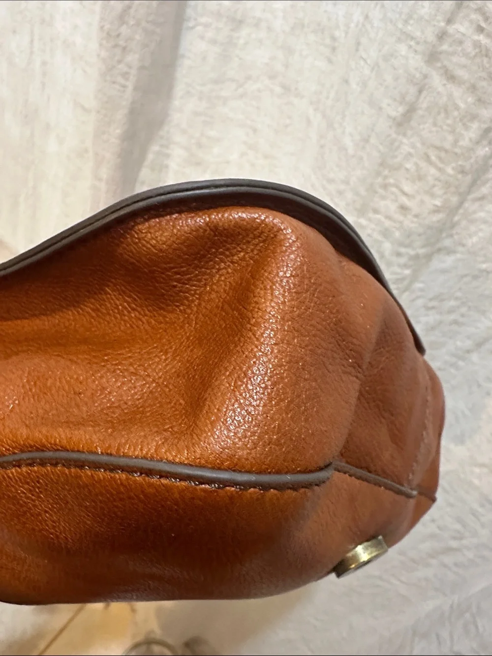Vintage Harper Fossil Brown Leather Crossbody Bag